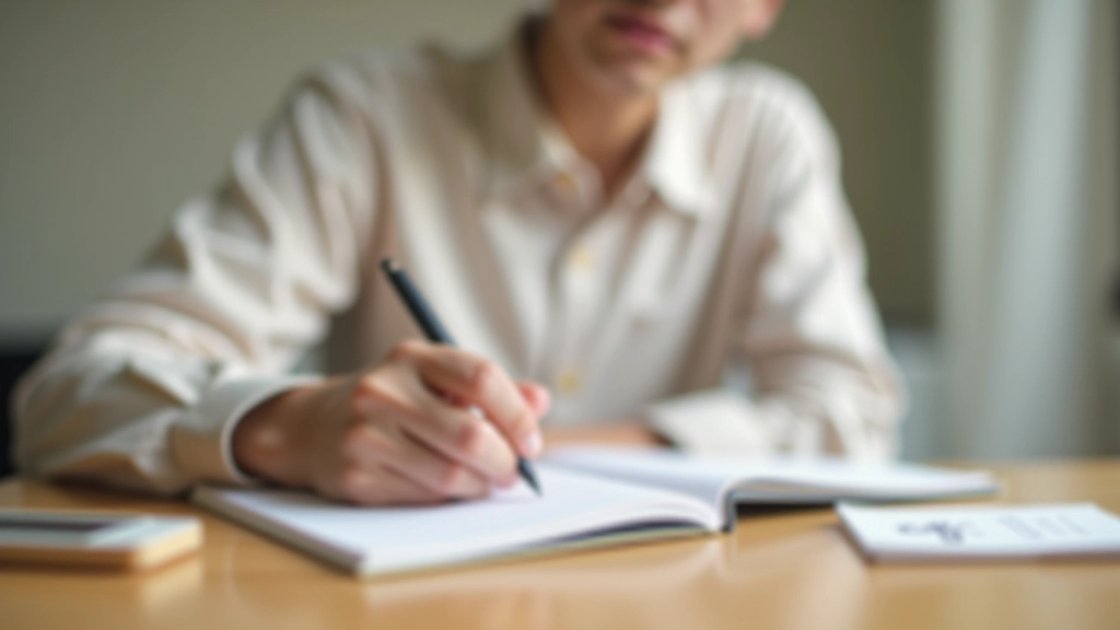 Close-up of person taking notes while listening in a professional workshop setting